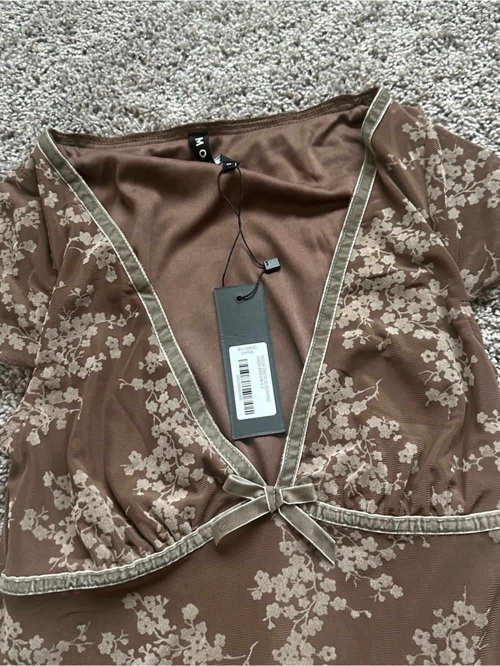 Motel Rocks Brown Floral Tie-Front Mini Dress - Picture 3 of 4